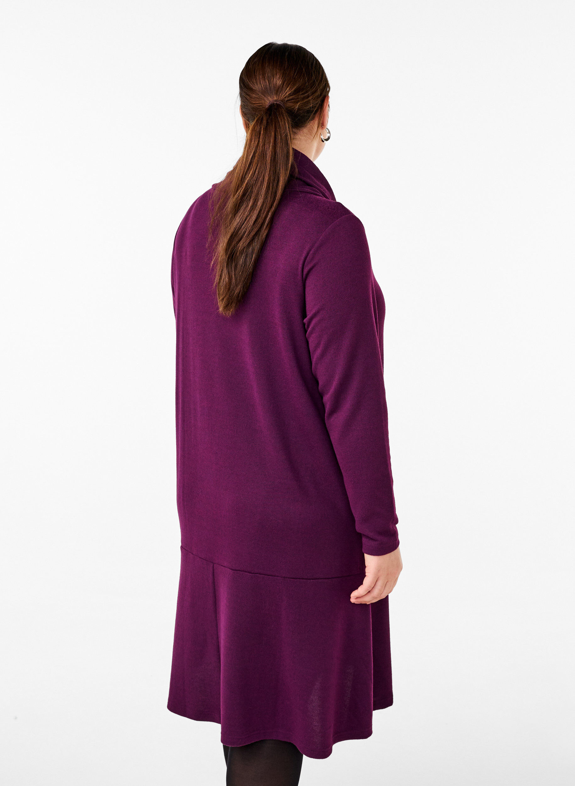 Zizzifashion Jersey dress with high neck and pockets, Purple, Model image number 2