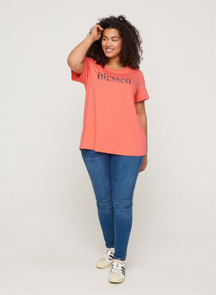 T-shirt with print, Living Coral BLESSED, Model image number 2