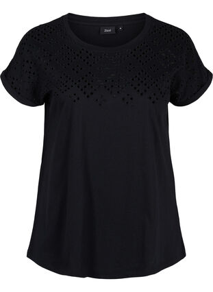Cotton t-shirt with British embroidery, Black, Packshot image number 0