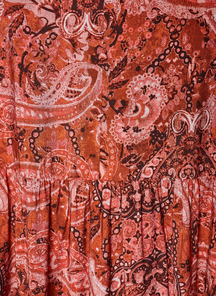 Viscose midi dress with paisley print, Orange, Packshot image number 2