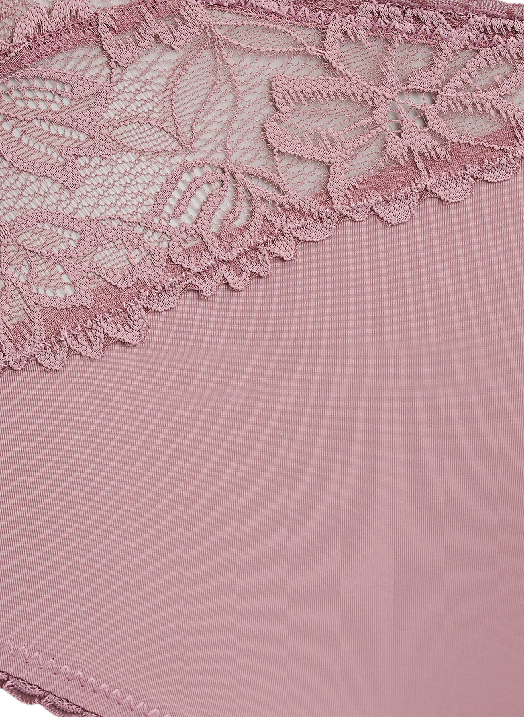 Zizzifashion Microfiber panties with lace details, Rose, Packshot image number 2