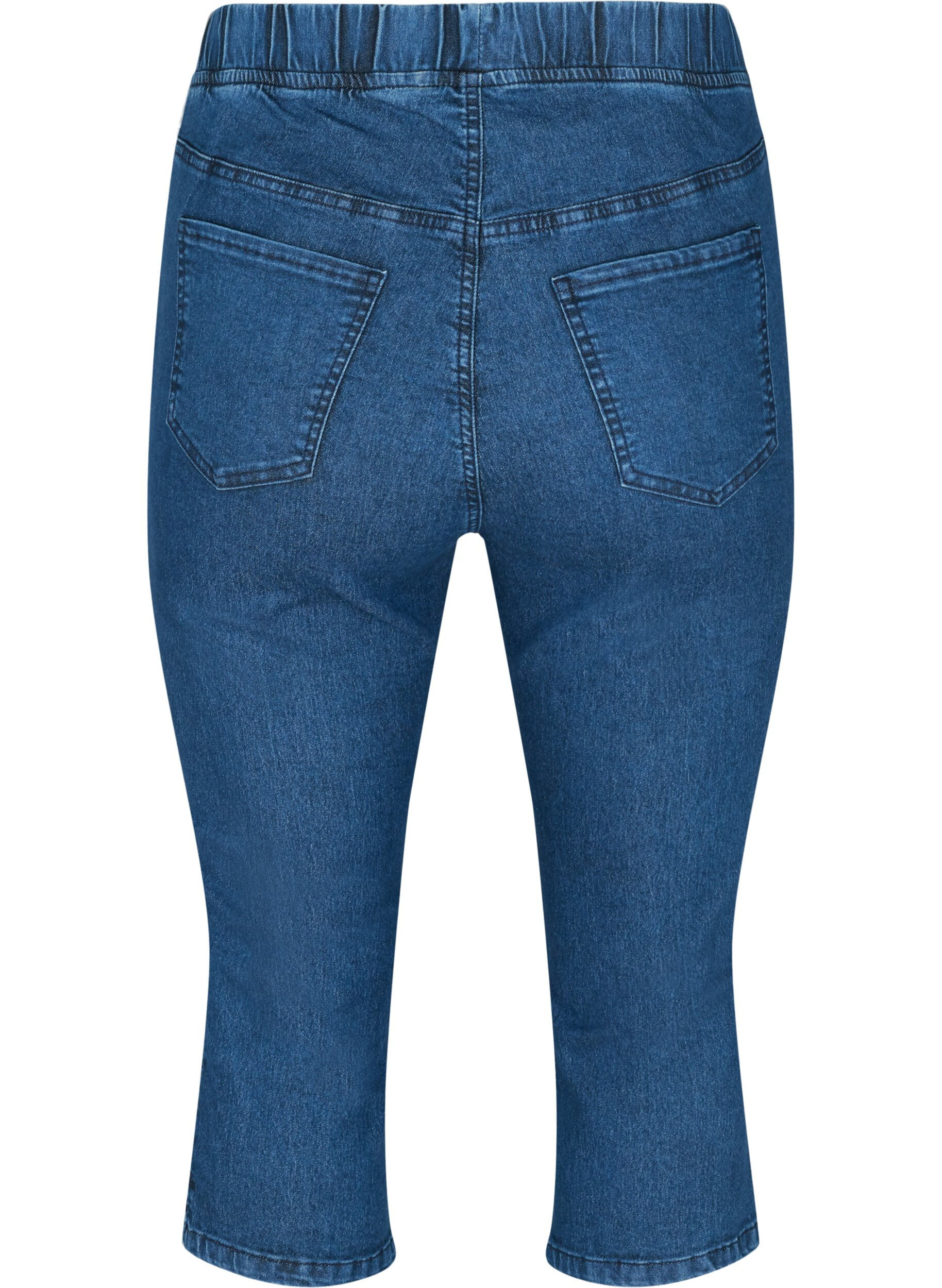 Zizzifashion Cotton blend capris, Dark blue denim, Packshot image number 1