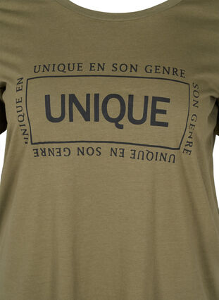 Short-sleeved printed cotton t-shirt, Ivy Green/Unique, Packshot image number 2