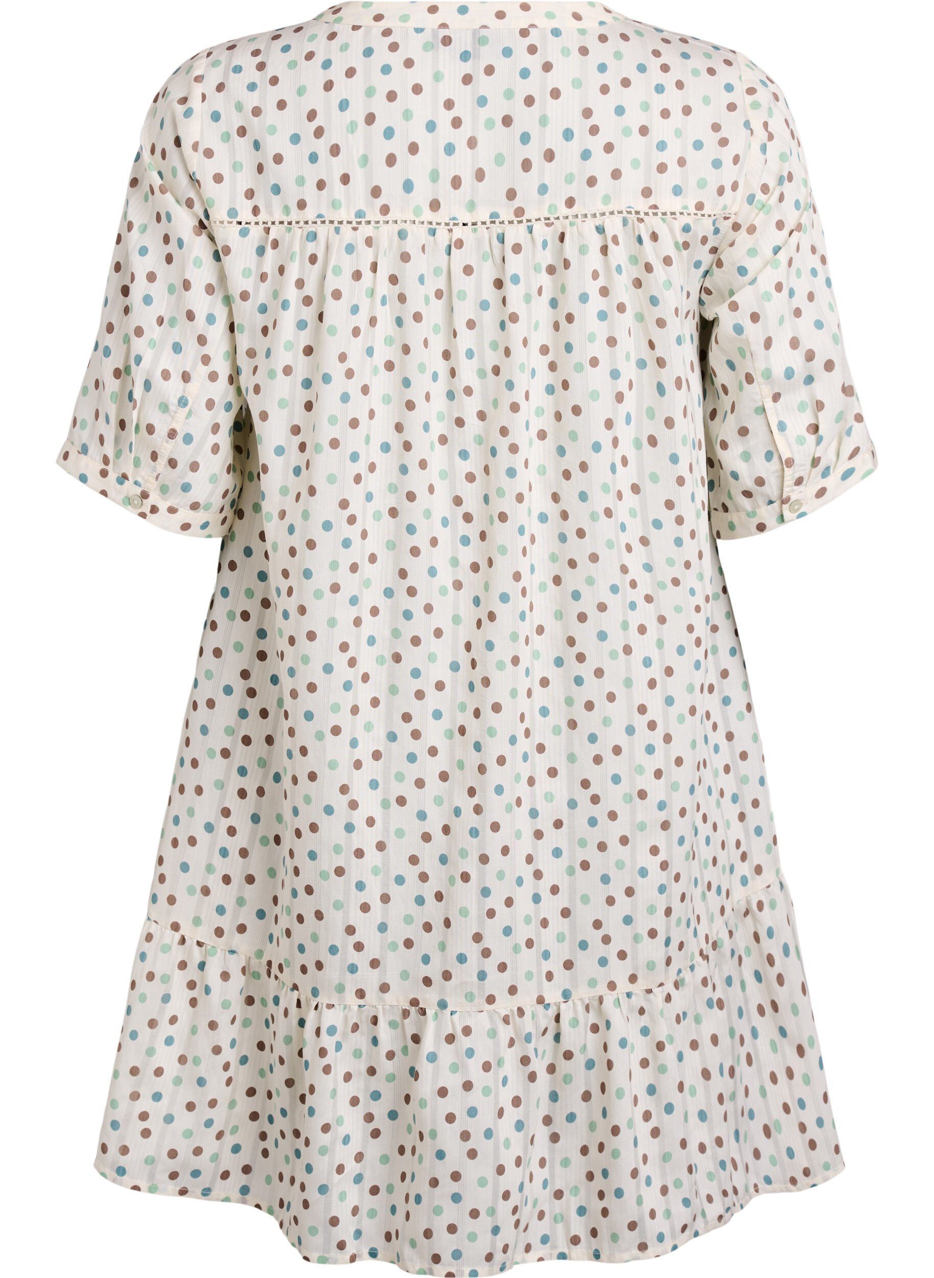 Zizzifashion Short viscose dress with lace trim and an A-line cut, White, Packshot image number 1