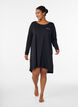 Long-sleeved nightgown in organic cotton, Black, Model image number 1