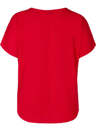 Blouse with short sleeves and a round neckline, Lipstick Red, Packshot image number 1