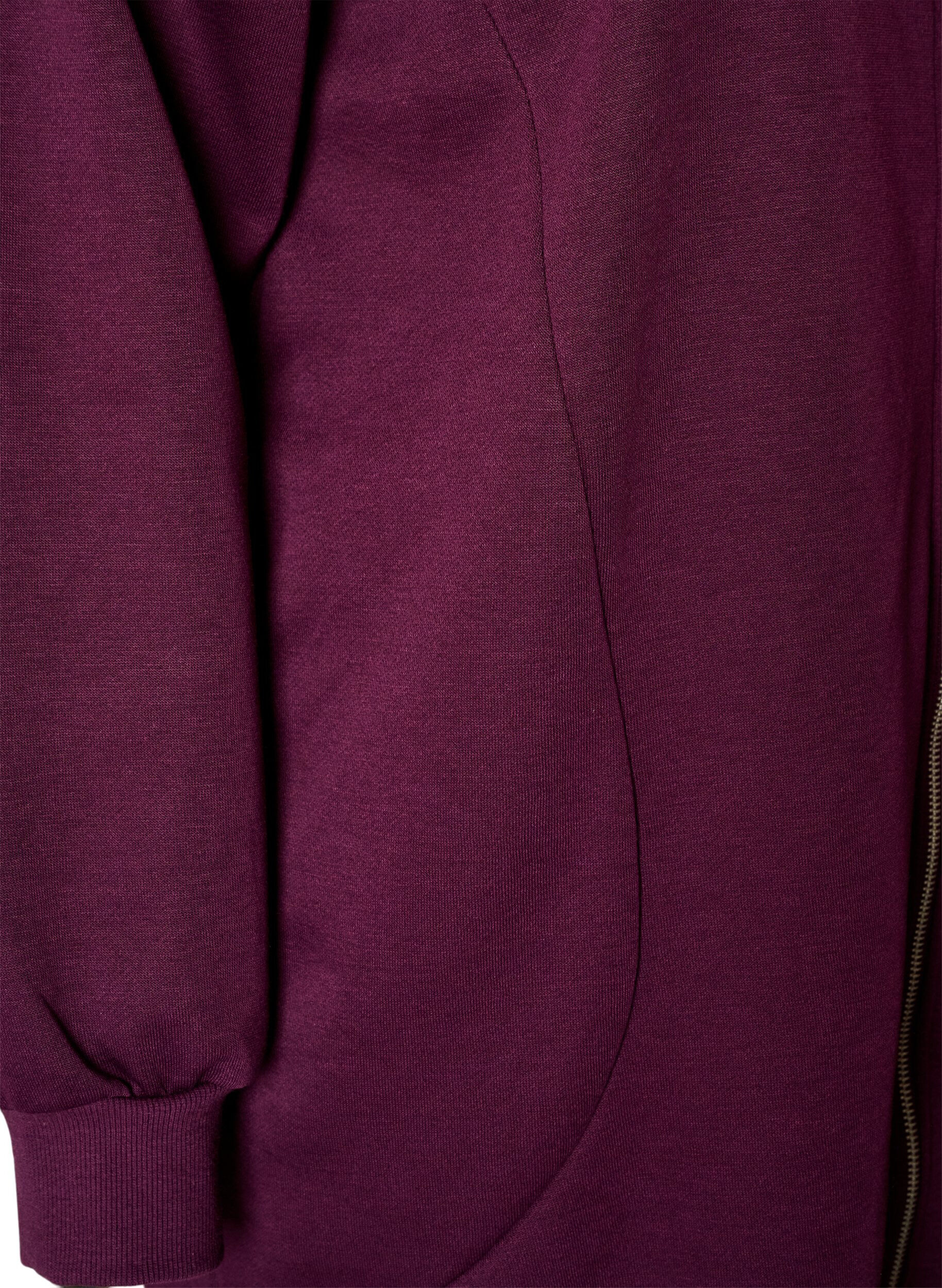 ZizzifashionLong hoodie with zip and pockets, Purple, Packshot image number 3