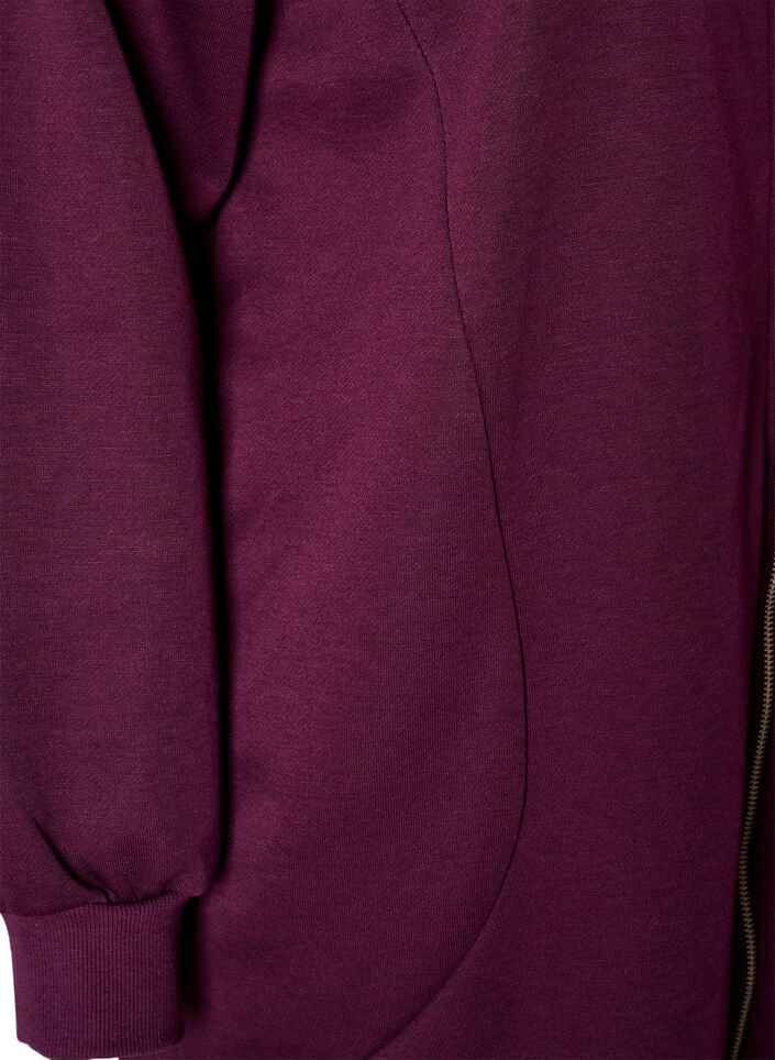 Long hoodie with zip and pockets, Purple, Packshot image number 3