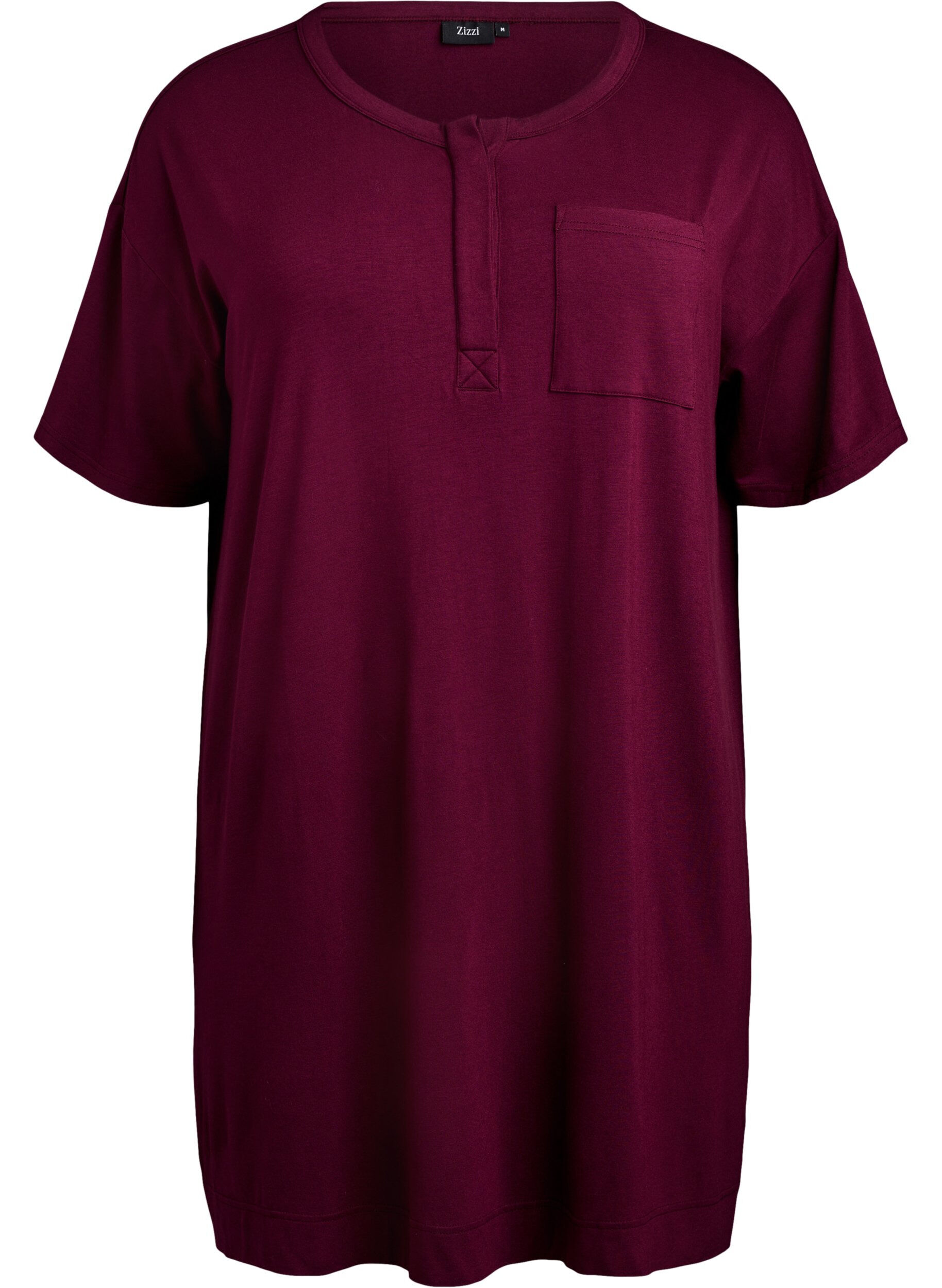 Zizzifashion Short-sleeved nightgown in viscose, Fig, Packshot image number 0