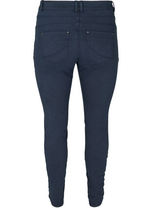 Close-fitting trousers with a button-fastening, Dark Blue, Packshot image number 1