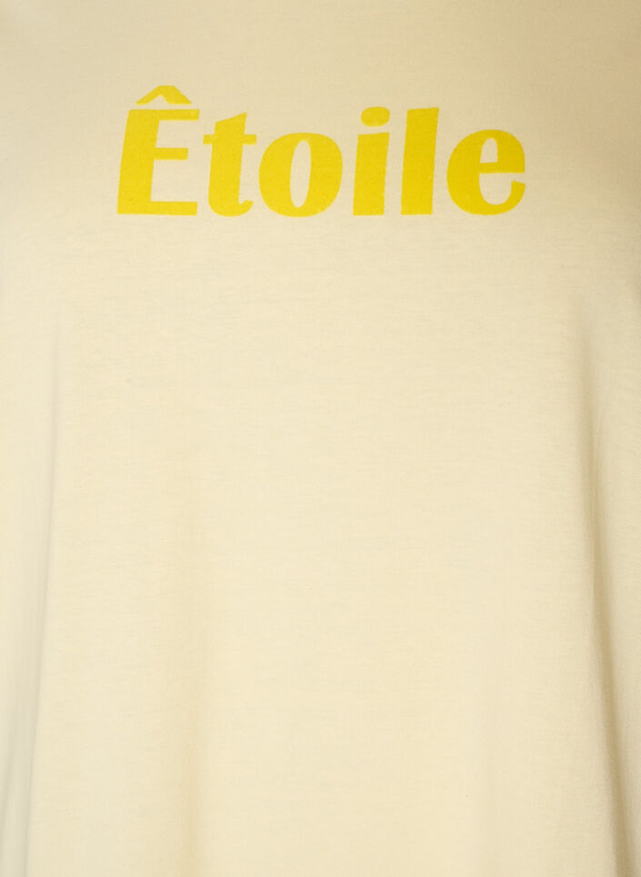 Organic cotton T-shirt with velour text, Yellow, Packshot image number 2