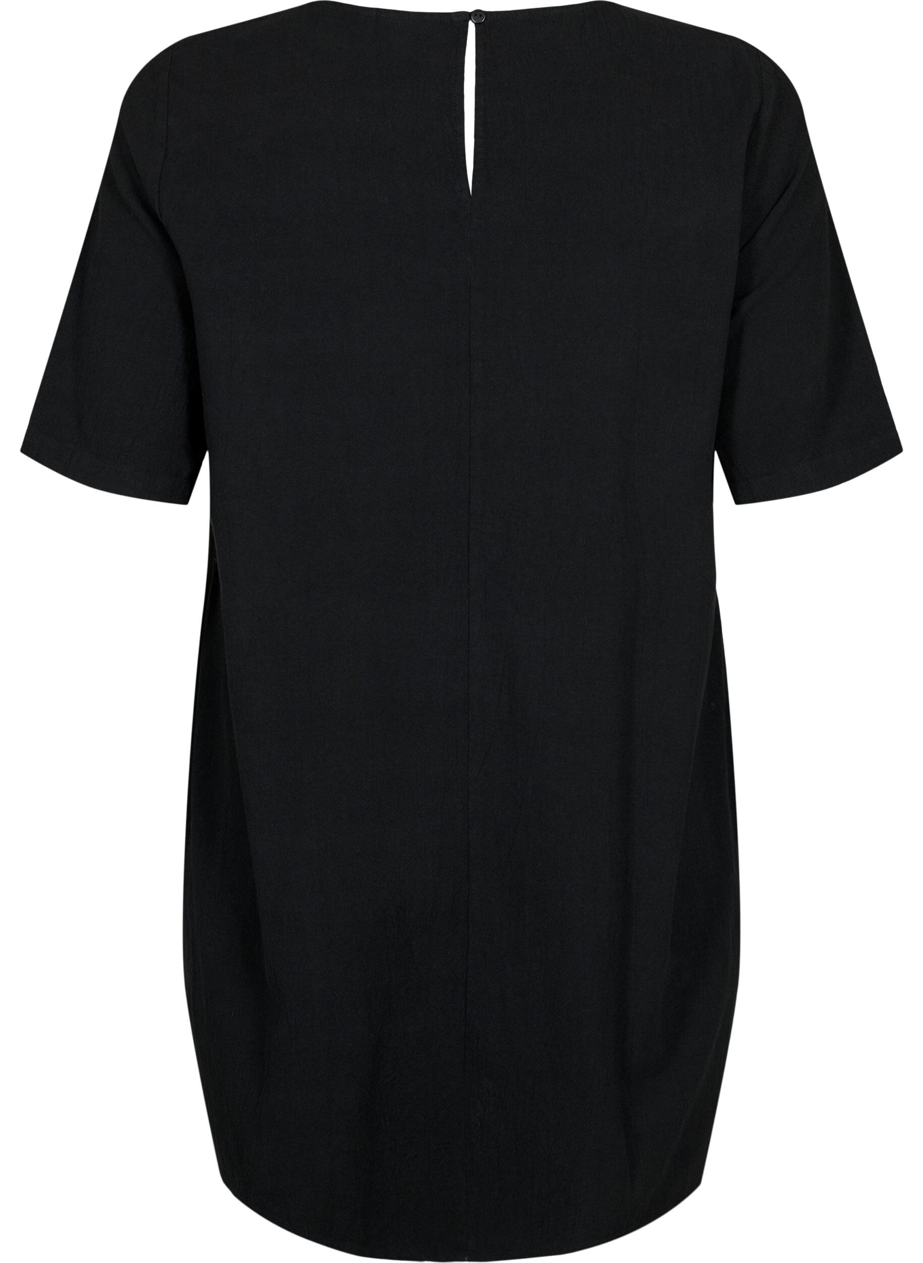 Zizzifashion FLASH - Short sleeved tunic in cotton, Black, Packshot image number 1