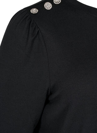 Long-sleeved blouse with shoulder detail, Black, Packshot image number 3
