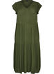 Midi dress in viscose with ruffle sleeves, Green, Packshot image number 0