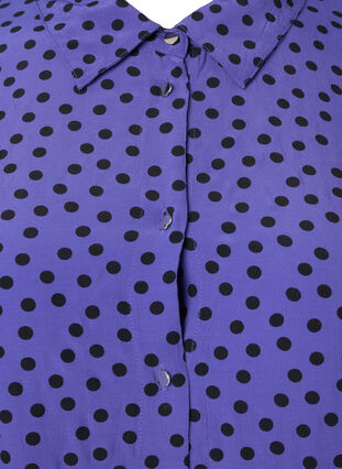 Long polka dotted shirt in viscose, R.Blue w. Black Dot, Packshot image number 2