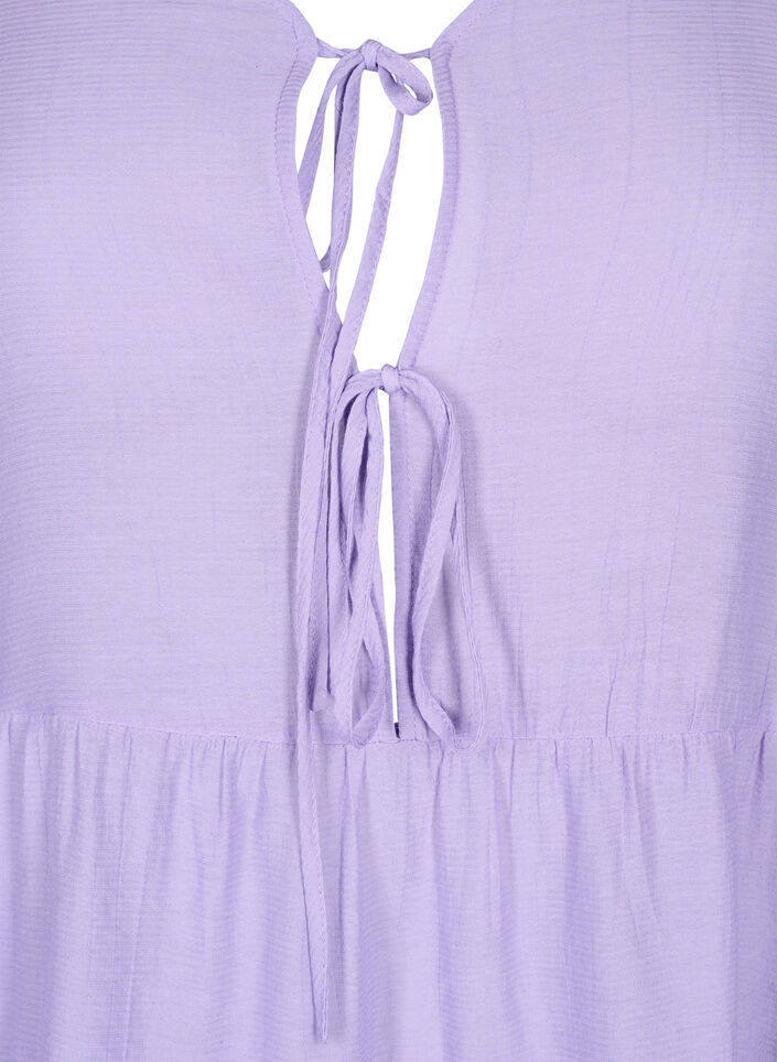 A-line viscose tunic with lace-up detail, Purple, Packshot image number 2