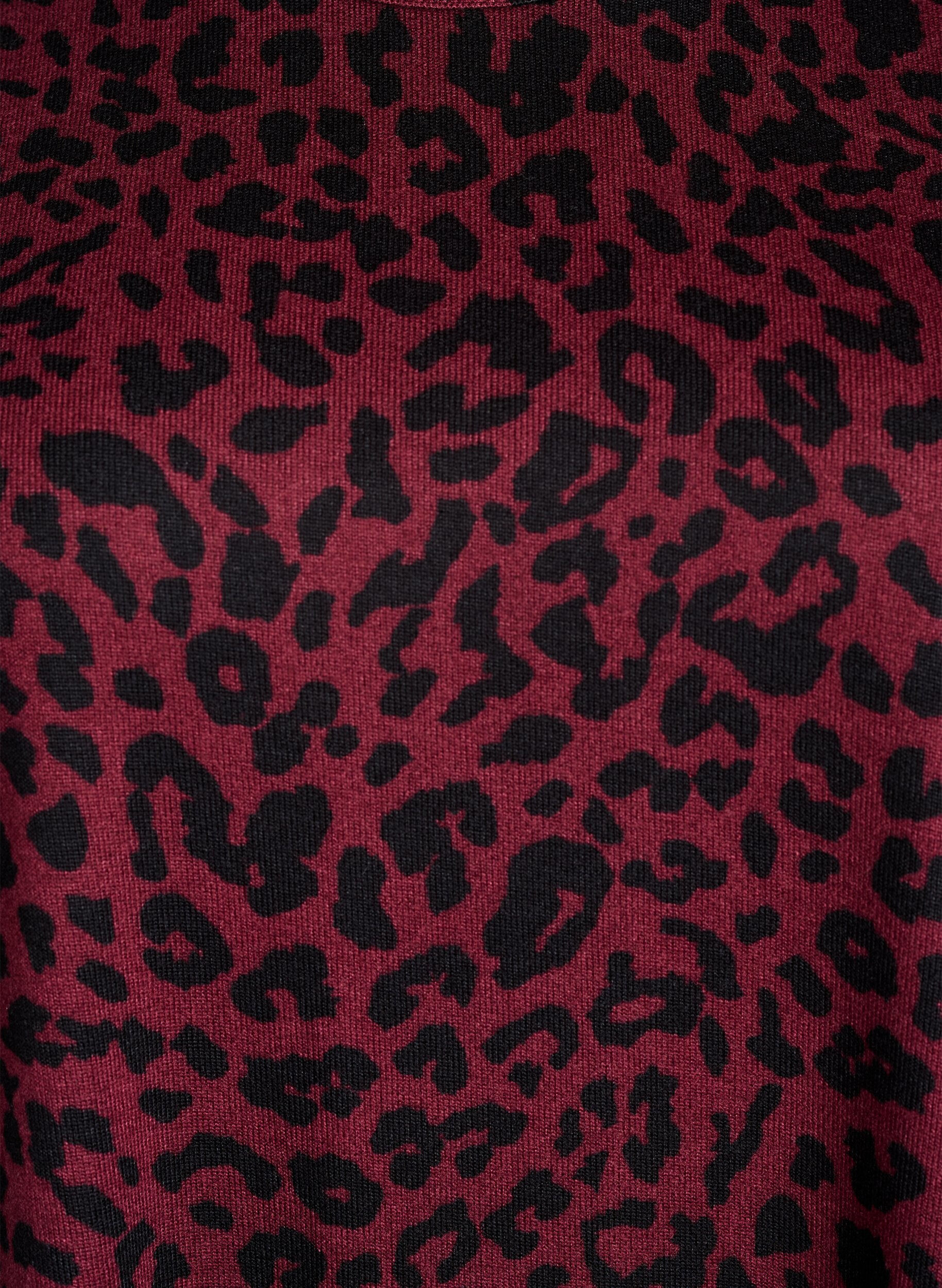 ZizzifashionLeopard print blouse with long sleeves, Dark Bordeaux, Packshot image number 2