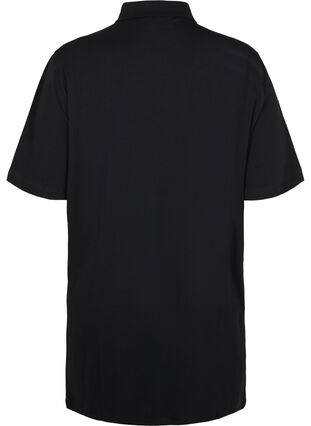 Cotton tunic with collar and short sleeves, Black, Packshot image number 1