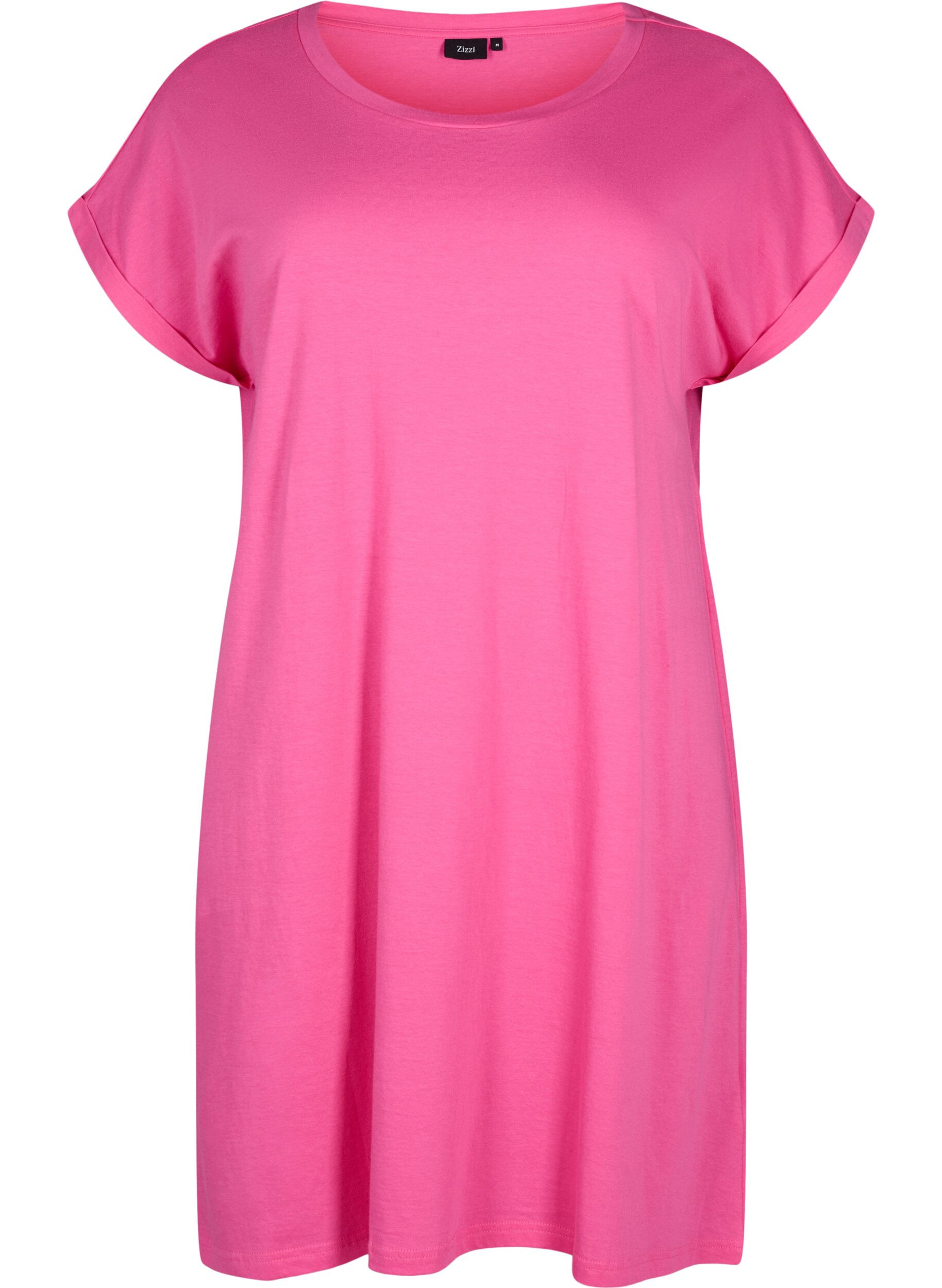 Zizzifashion 2-pack cotton dress with short sleeves, Shocking Pink/Black, Packshot image number 2