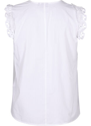 Sleeveless cotton top with ruffles, Bright White, Packshot image number 1