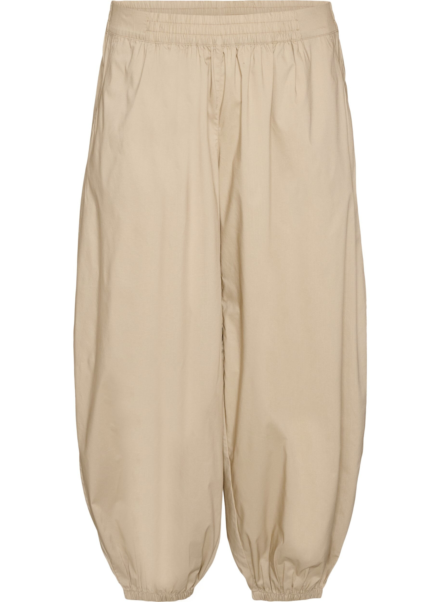 Zizzifashion Balloon trousers with pockets and an elasticated waistband, Beige, Packshot image number 0