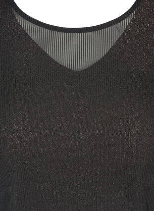 Long-sleeves blouse with lurex and a V-neck, Black, Packshot image number 2