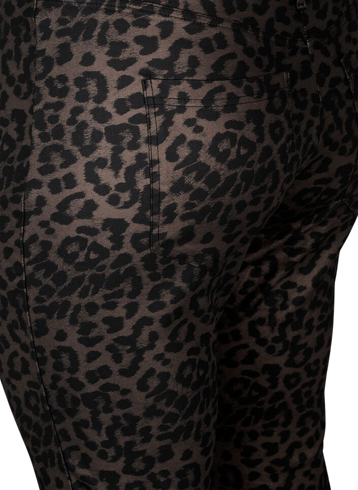Coated leggings with leopard print and cropped length, Brown, Packshot image number 3