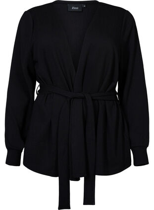 Wrap top with tie band and lurex, Black w. Black, Packshot image number 0