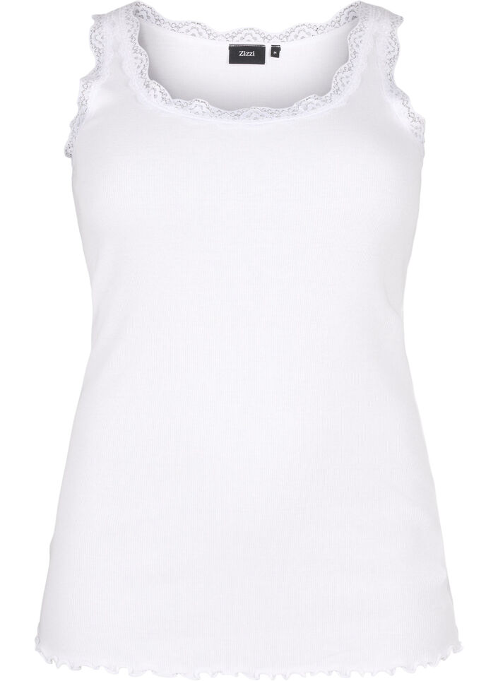 Top with lace trim, White, Packshot image number 0