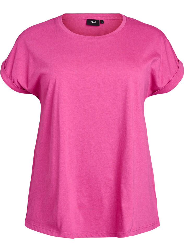 Short-sleeved cotton blend t-shirt, Rose, Packshot image number 0