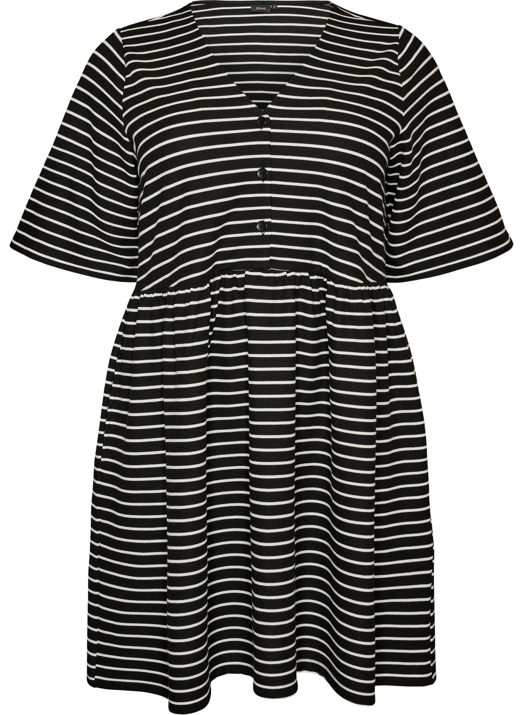 Zizzifashion Dress with a ribbed texture and an empire line, White, Packshot image number 0