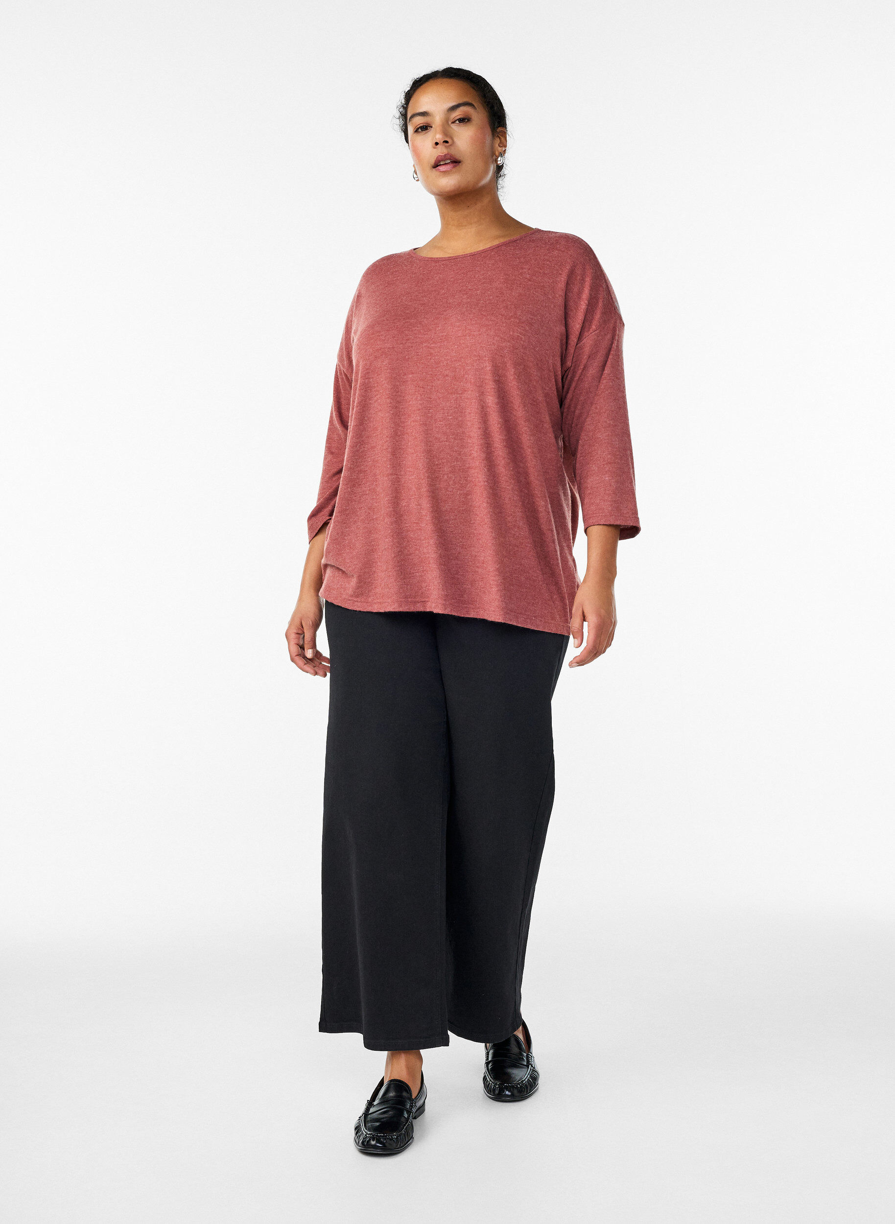 ZizzifashionJersey blouse with 3/4 sleeves, Red, Model image number 1