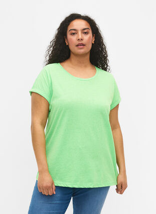 Neon-coloured cotton t-shirt, Neon Green, Model image number 0