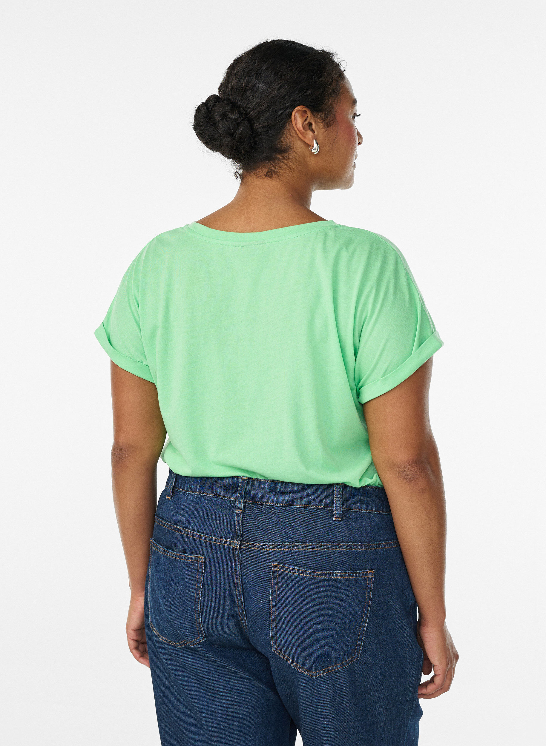 Zizzifashion Short sleeve cotton blend T-shirt, Green, Model image number 2