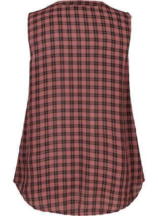 Checked viscose top with a V-neck, Rose Brown CHECK , Packshot image number 1