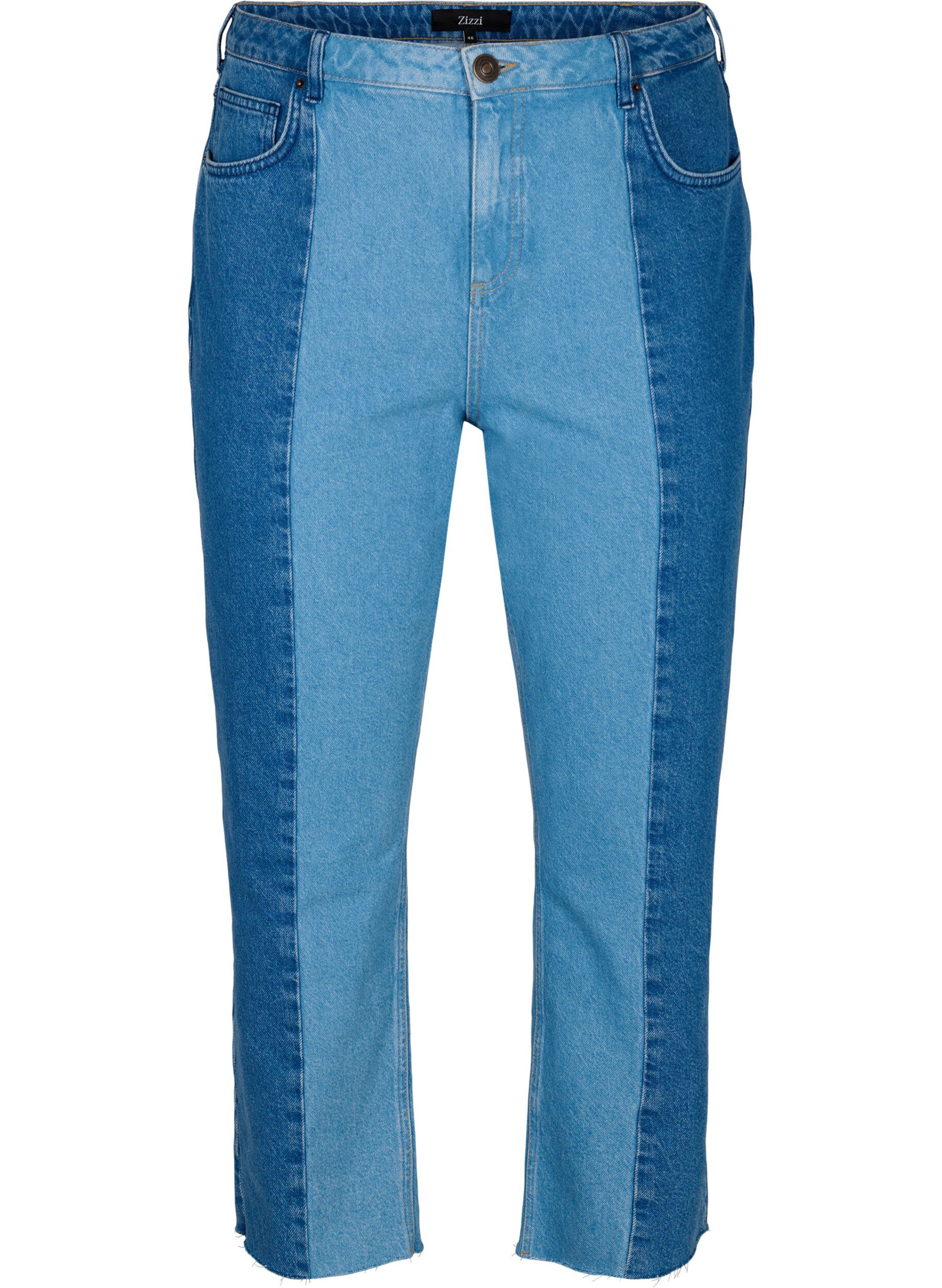 Zizzifashion Cropped Vera jeans with colorblock, Blue denim, Packshot image number 0