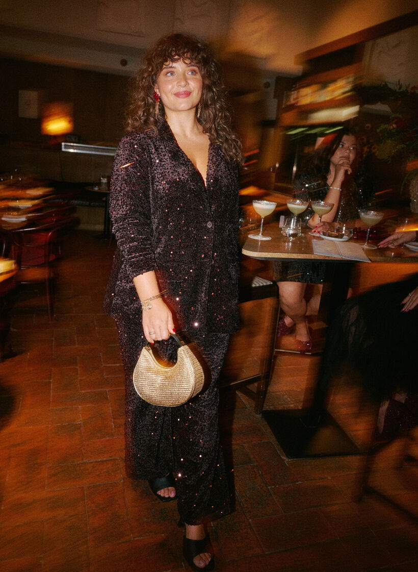 Wide-leg trousers with sequins, Brown, Image image number 0