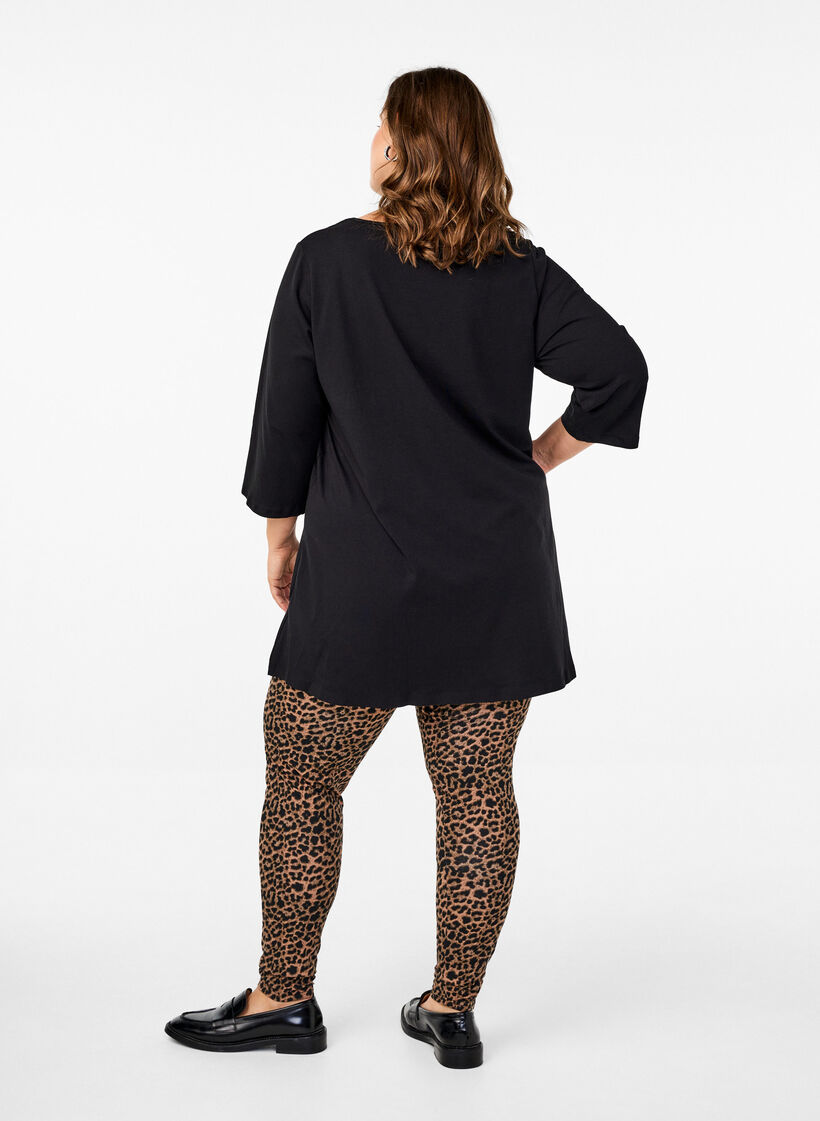 Viscose leggings with leopard print, Black, Model image number 2