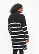 Striped knit dress with zipper, Black w.Cloud Dancer, Model image number 1