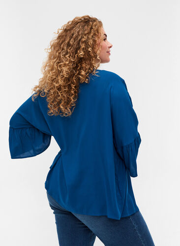 Viscose blouse with 3/4 sleeves, Poseidon, Model image number 1