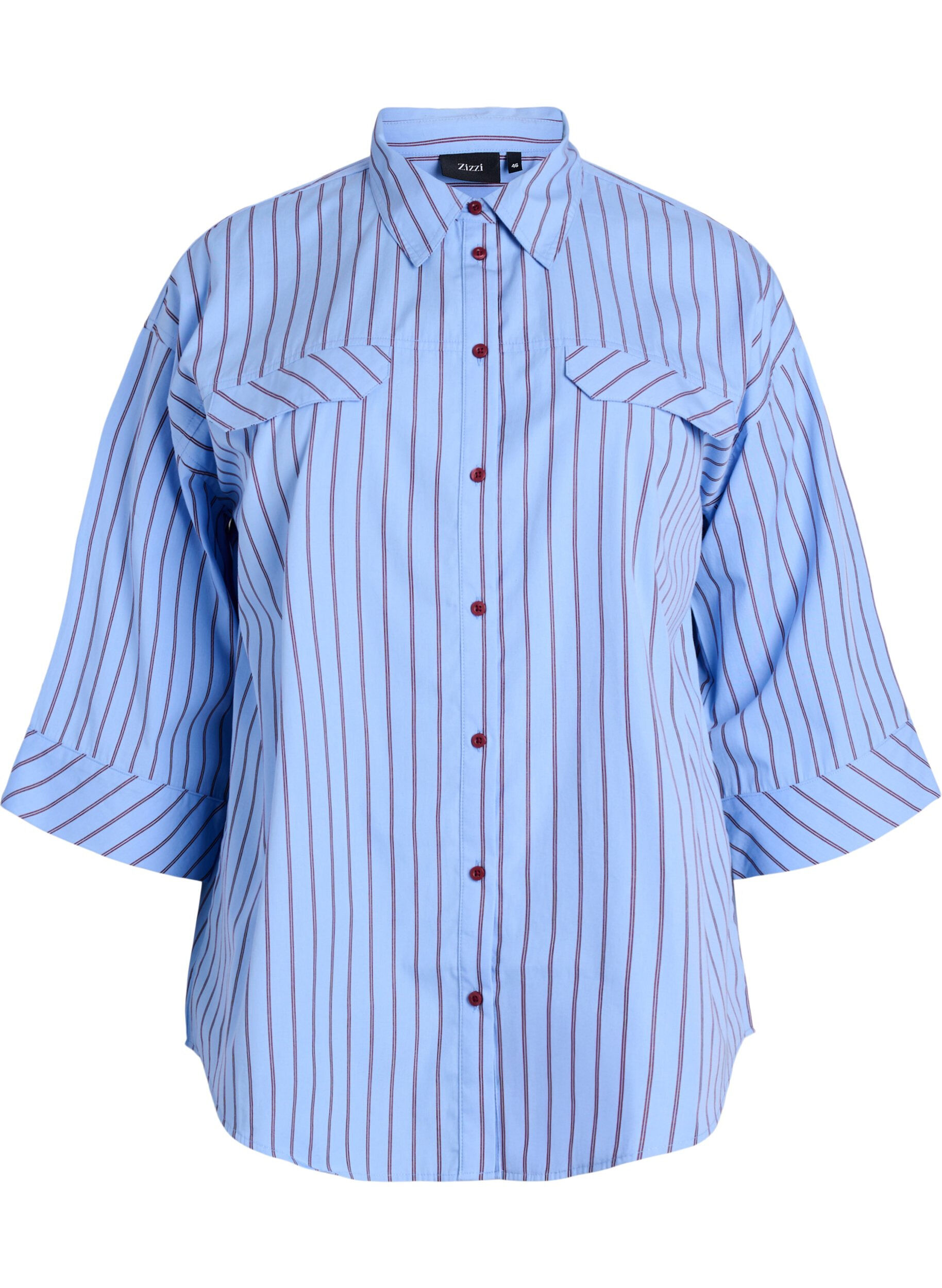 Striped cotton shirt with wide sleeves