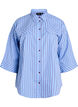 Striped cotton shirt with wide sleeves, Blue, Packshot image number 0
