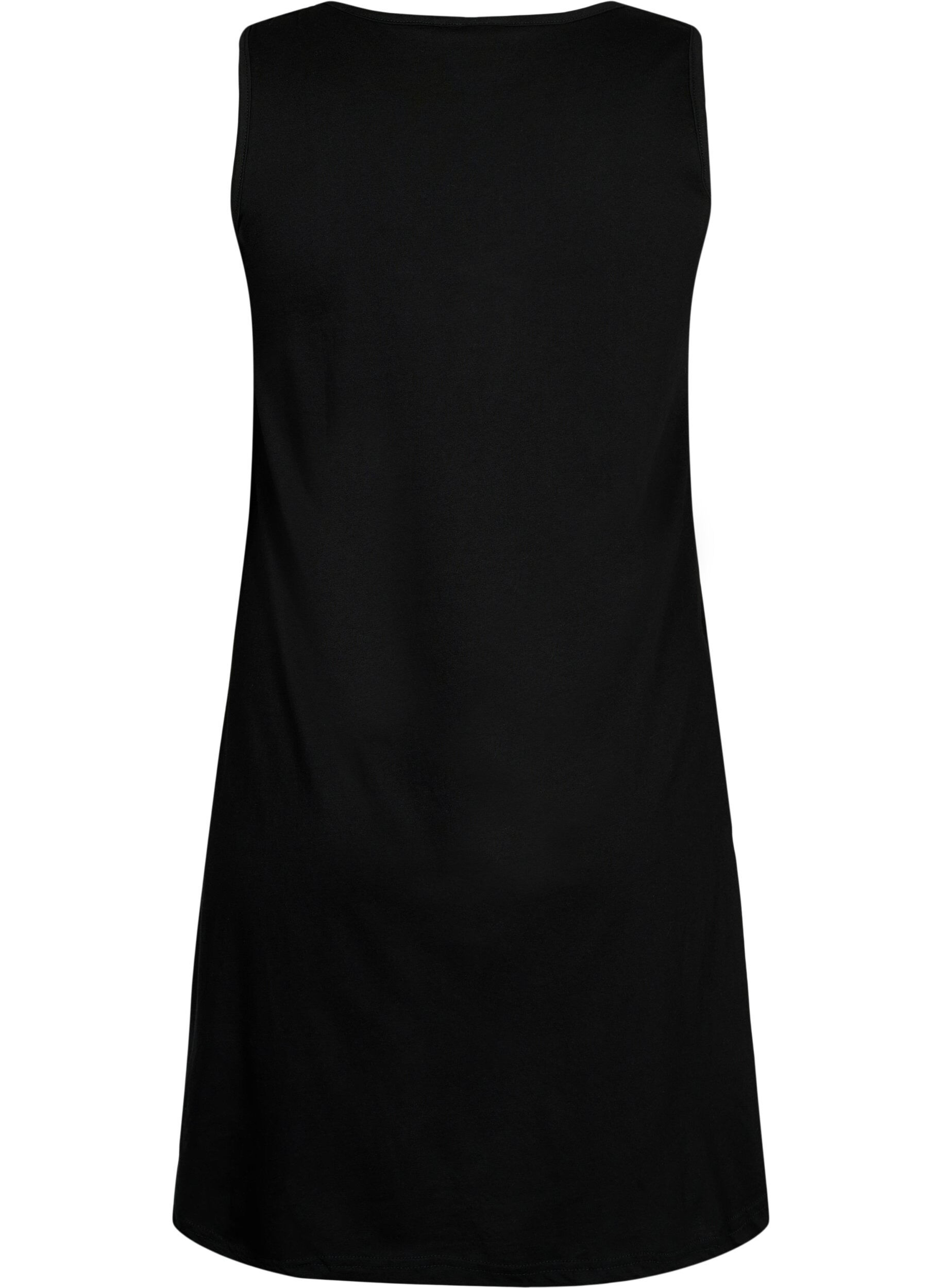 Zizzifashion Sleeveless cotton dress with a-shape, Black, Packshot image number 1