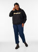 Sweatshirt with boucl&eacute; text motif, Black, Model image number 1