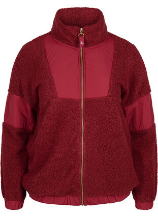 Teddy sports jacket with zip, Pomegranate, Packshot image number 0