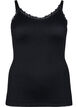 Seamless top with lace trim, Black, Packshot image number 0