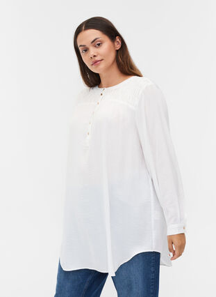 Shirt tunic with long sleeves and smock, Snow White, Model image number 0