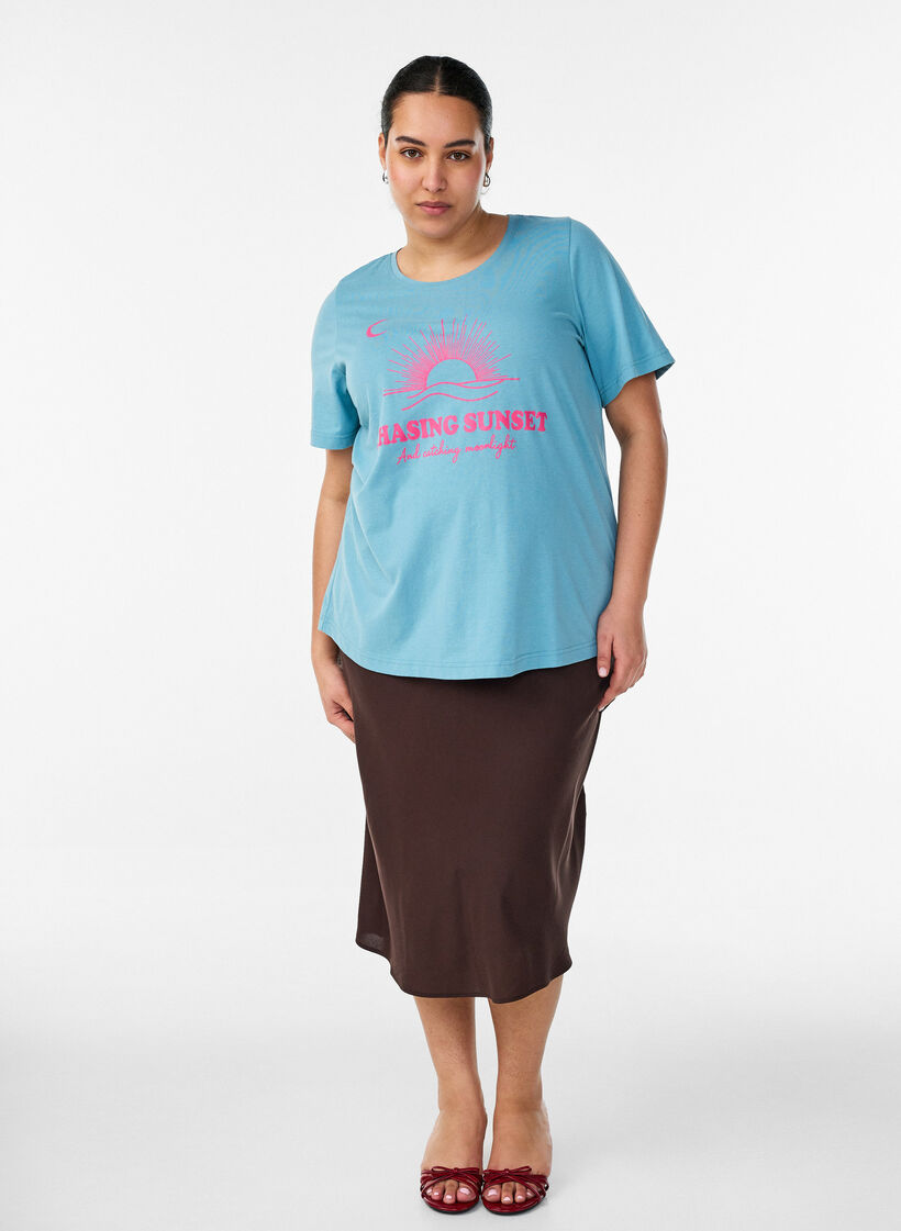 T-shirt with motif, Blue, Model image number 1