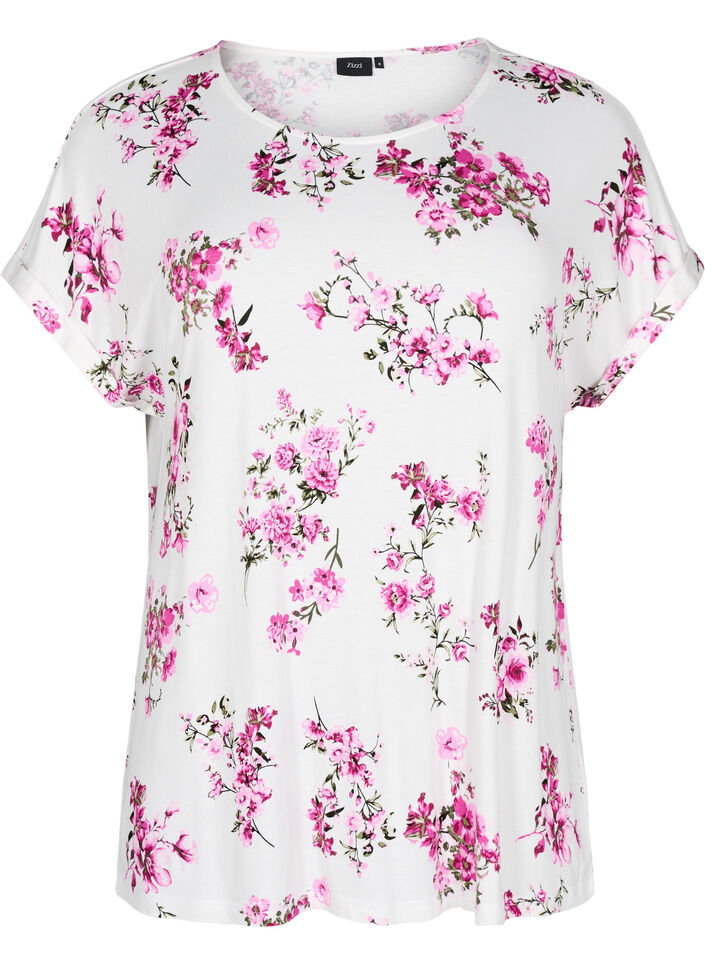 T-shirt with floral print, Pink, Packshot image number 0