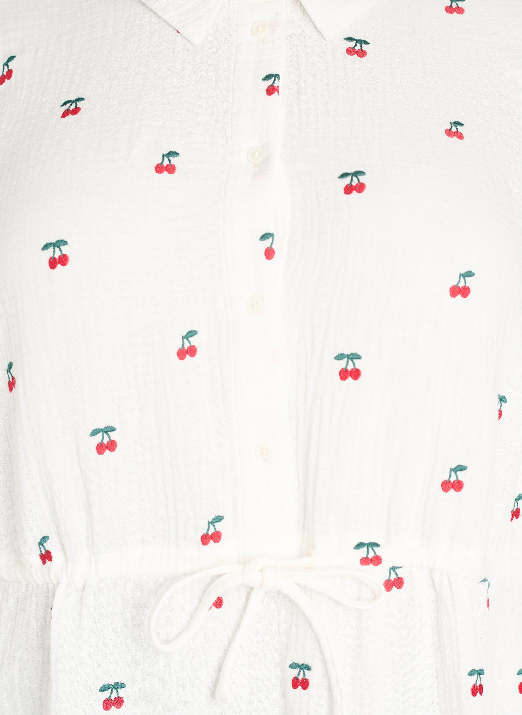 Zizzifashion Shirt dress in cotton muslin with embroidered motifs, Vanilla, Packshot image number 2